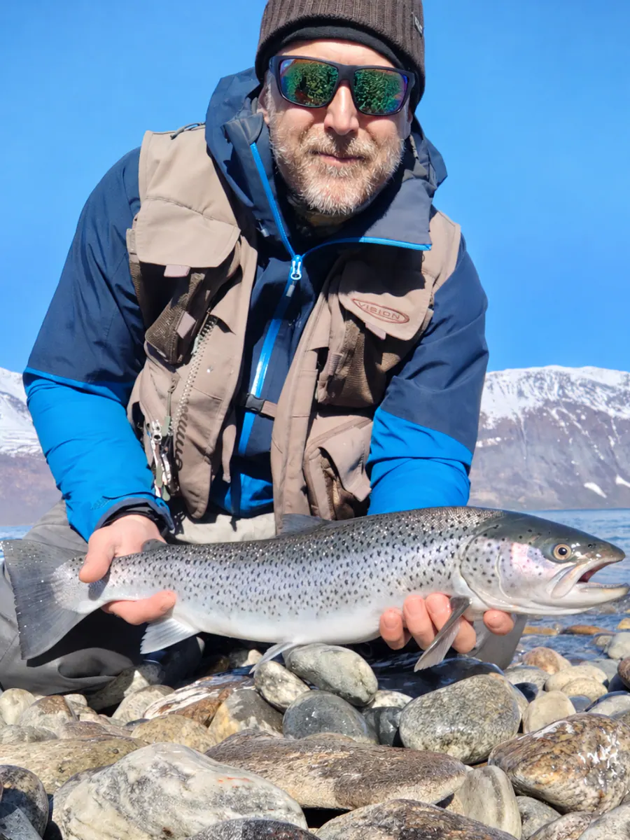 Silver sea trout caught on the Norwegian coast