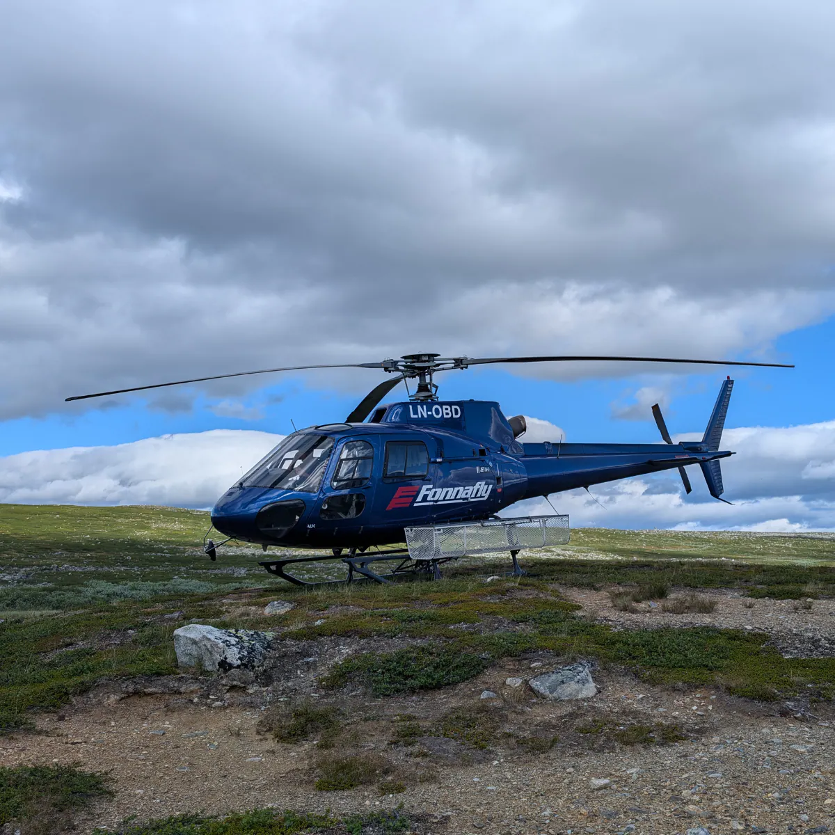 Helicopter landed on a fell in Lapland