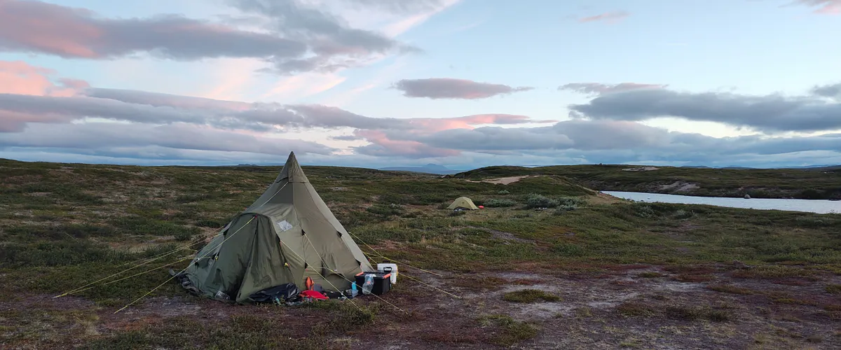 Tipi tent on a fell above the river